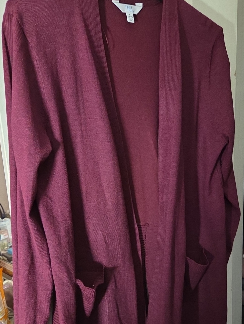Women's Maroon Open-Front Cardigan